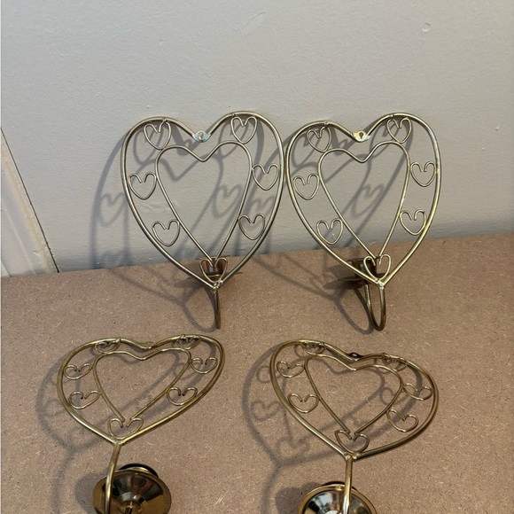 Vintage HANCO - Brass- Heart Candlestick Sconces - set of 4 - Picture 5 of 5